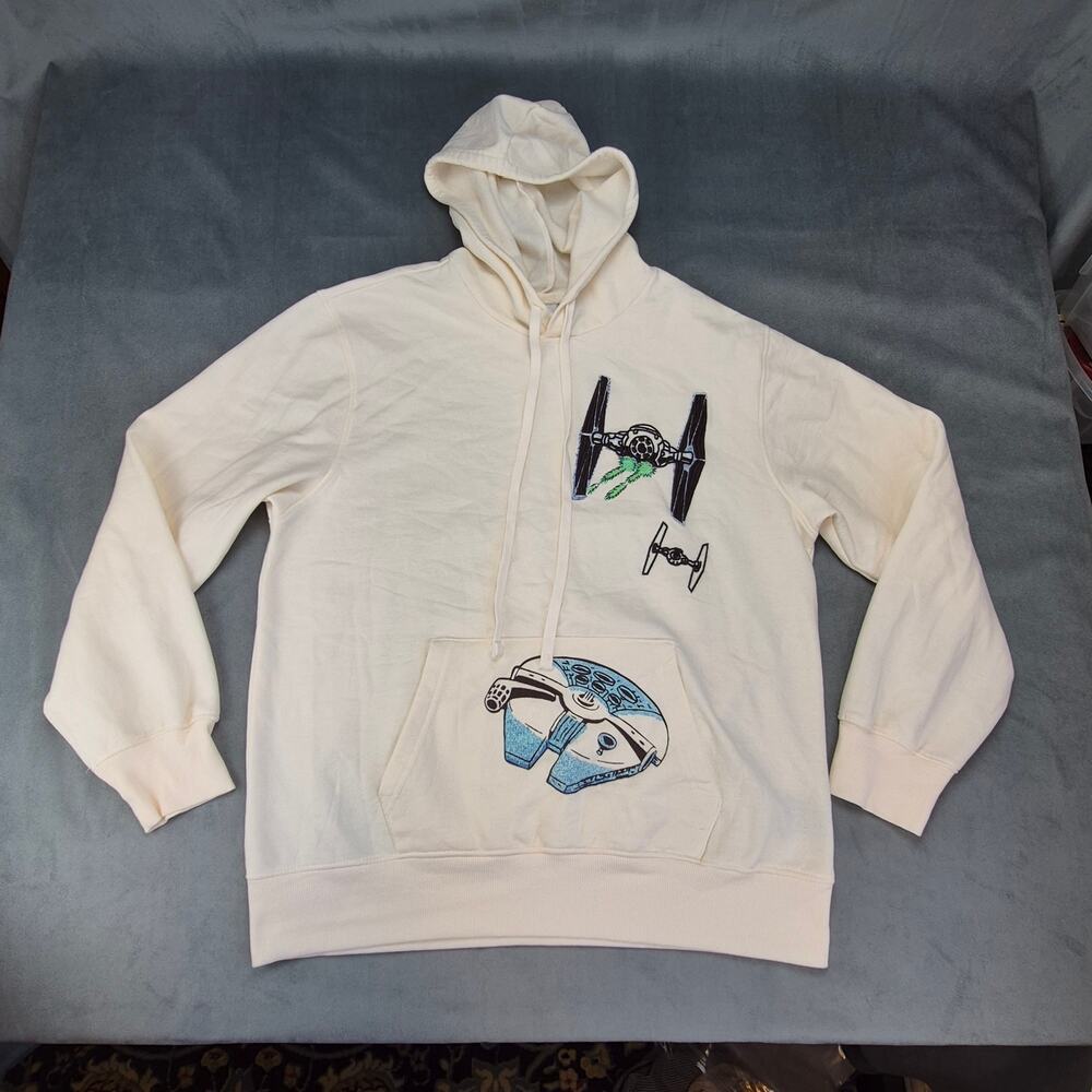 Star Wars Disney 100 Skywalker The Fighter Embroidered Hoodie Ivory Men's XXL